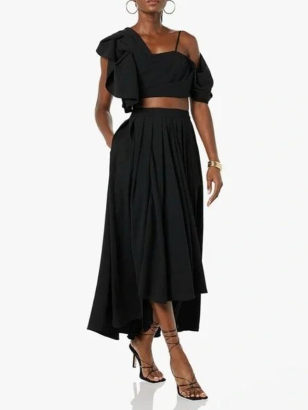 NWT Making The Cut Drapey Hi-Lo Maxi Skirt Black Size M Women's